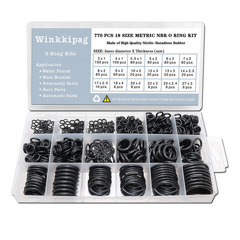 18 sizes seals 770 PCS Rubber NBR O Rings Assortment Kits for Car Repair Air or Gas Connections