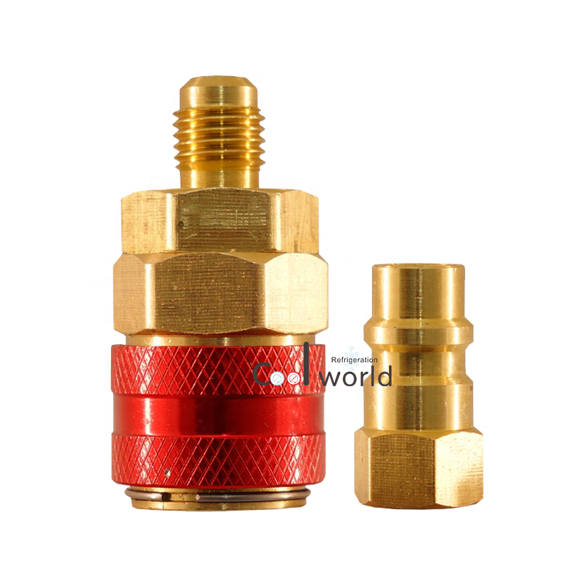 high pressure Brass R134a quick coupler to low pressure adapter for A/C manifold gauge set