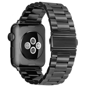 Three Beads Solid Wrist Bracelet Watch Band Stainless Steel Metal Bracelet Strap For Apple Watch series 7