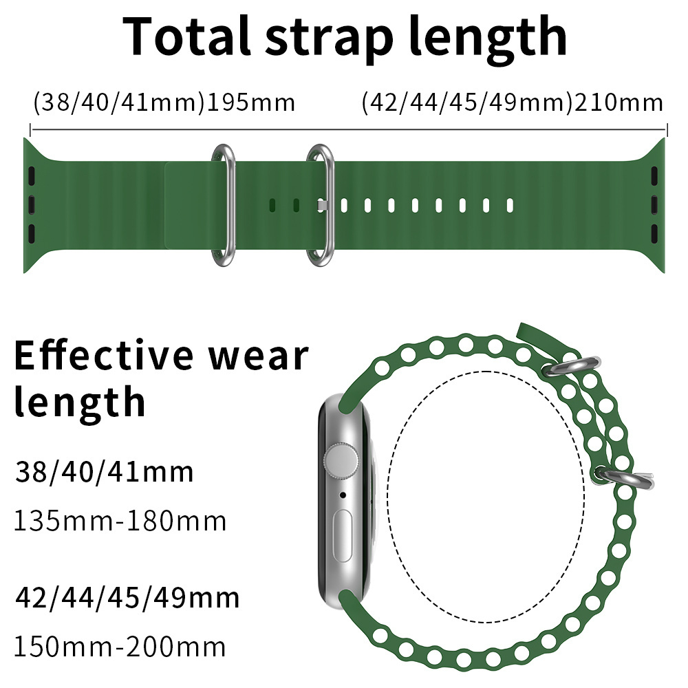 Adjustable Buckle Ocean Watchband 49mm Silicone Ocean Strap coolyep watch band for Apple watch Ultra Band Series SE 9 8 7 6 5 4