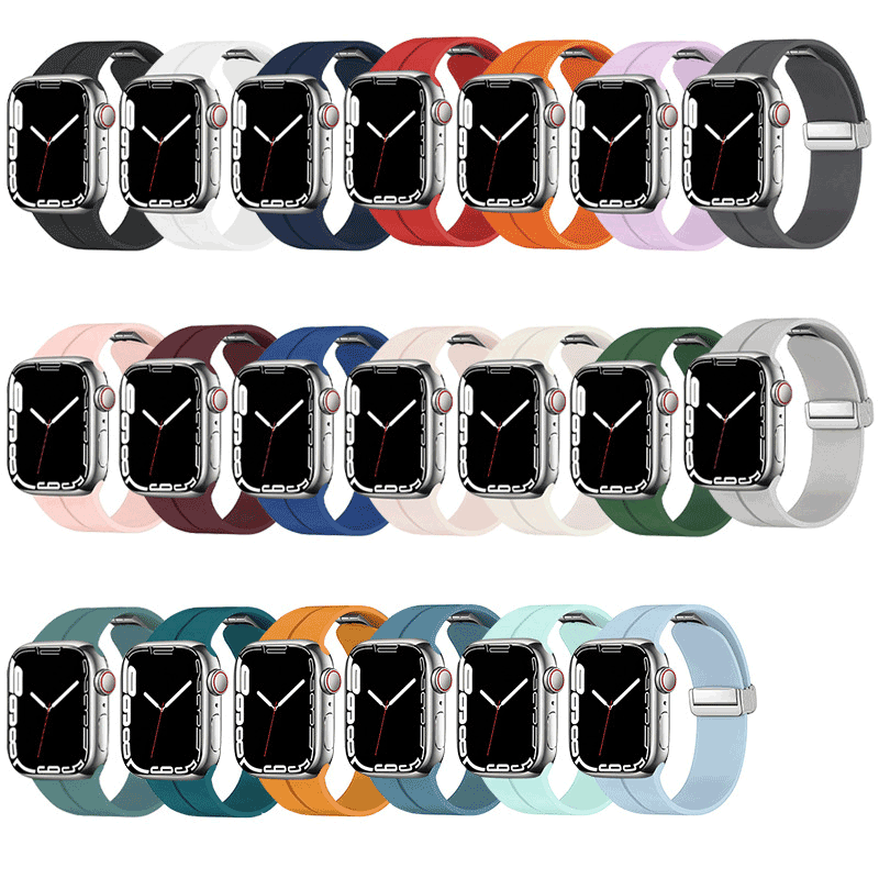 Silicone Magnetic Folding Buckle Watch Band iWatch Magnetic Soft Rubber Silicone Magnet coolyep Strap For Apple Watch Ultra