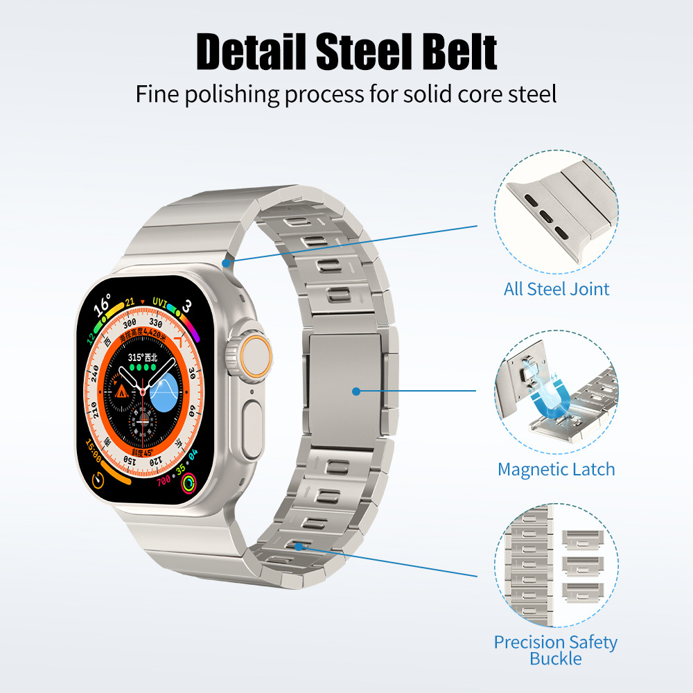 Magnetic Buckle Strap 316l Stainless Steel Watch Bands for Apple Watch Ultra Band 316l Stainless Steel Strap for Huawei GT2