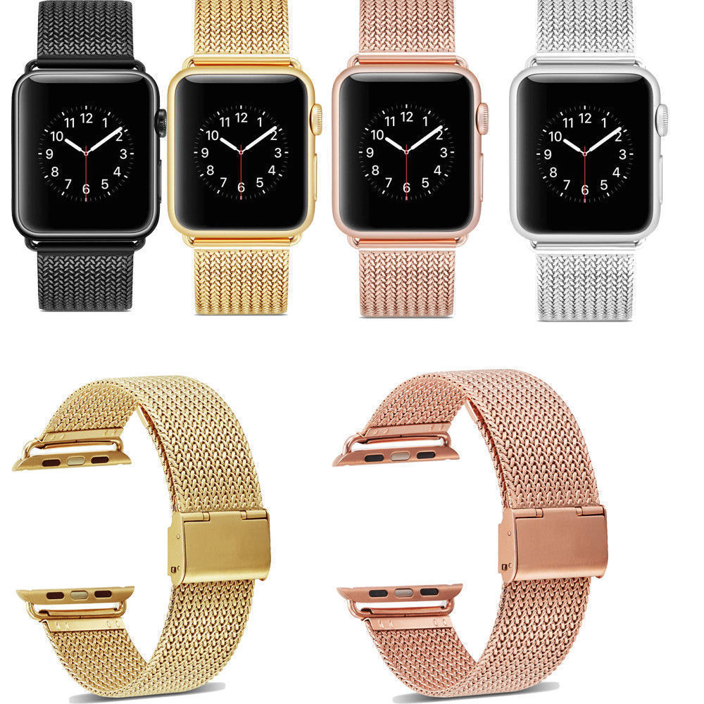 Luxury Stainless Steel Mesh Watch Strap Milanese Loop Strap for Apple Watch Series 8 7 6 5 Wrist Bracelet Milanese Watch Bands