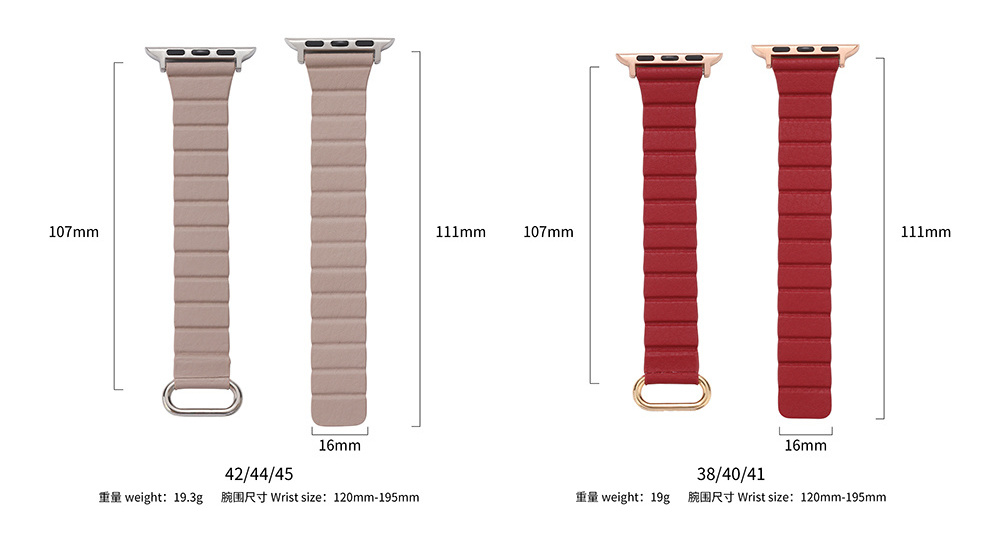 Coolyep Leather Watch Band Magnetic Slim Strap genuine Leather Magnet Watch Band For Apple Watch 8 Ultra Strap