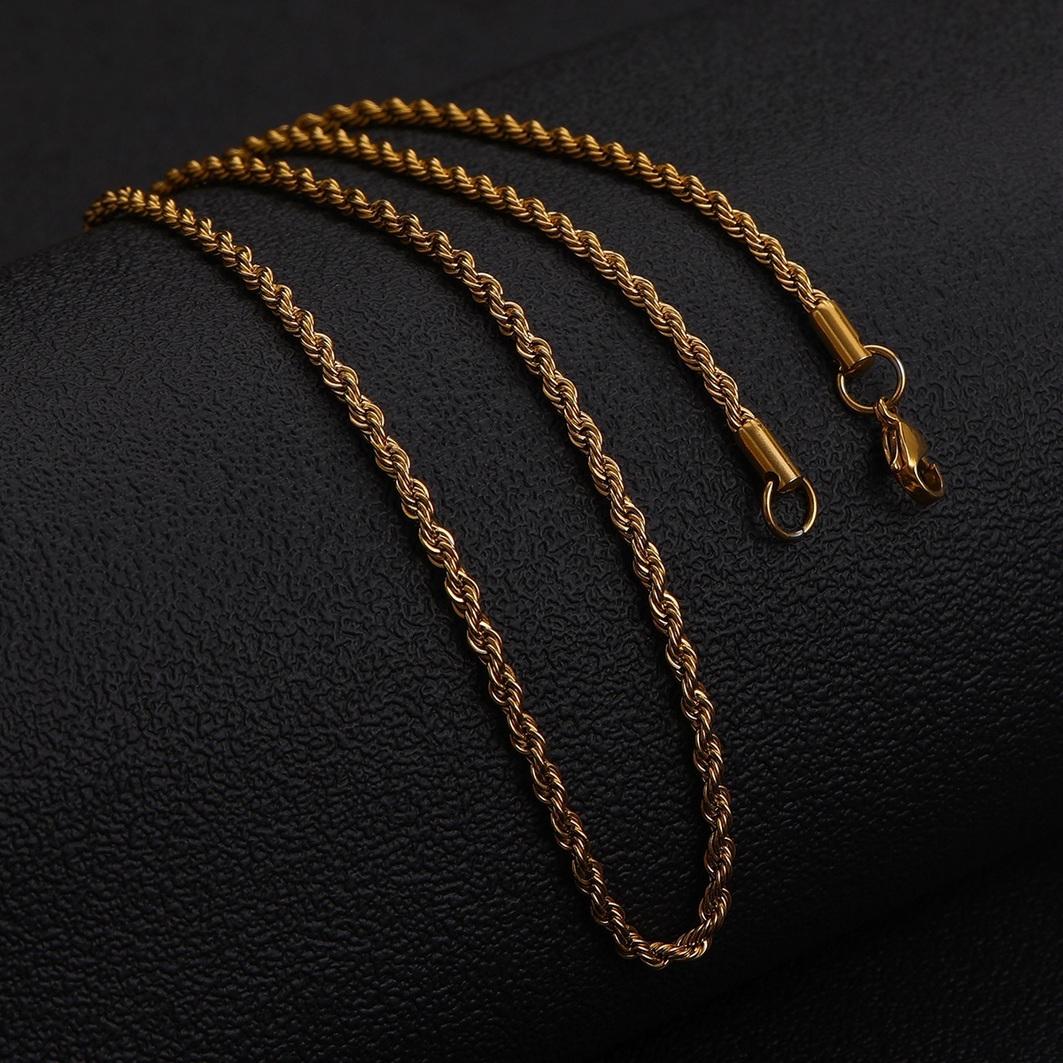 FC5032Wholesale Custom 2mm 3mm 4mm 5mm Stainless Steel  Plated Vermeil Thin Thick Rope Chain Necklace Twisted Rope Gold Chaini