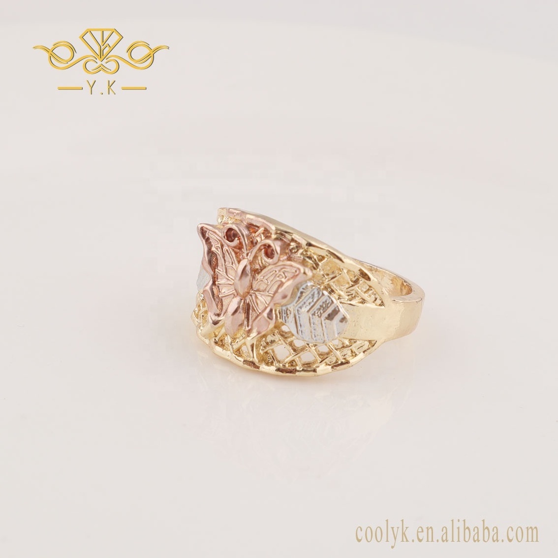 Simple Designs Jewellery 14k Gold Three Tone Plated Elephant Design Fancy Ring