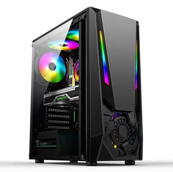 Wholesale New Designed Custom Micro ATX Tempered Glass RGB Gaming Internet Cafe Computer PC Case