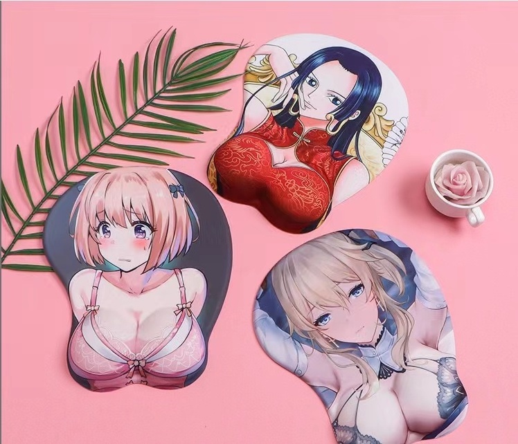 Customize wrist rest style boobs anime silicone gel white 3d extended cute keyboard custom mouse pad sex 3d breast mouse pad