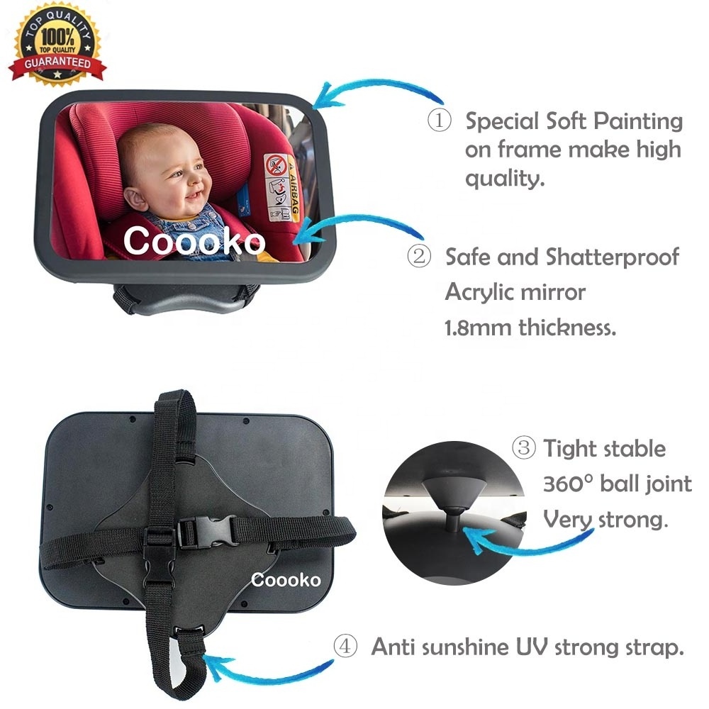 Top high quality best selling shatter proof safe baby mirror car