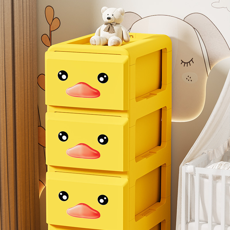 Wheels Cartoon Duck Home Baby Snacks Organizer Drawers Plastic Baby Toys Storage Rack