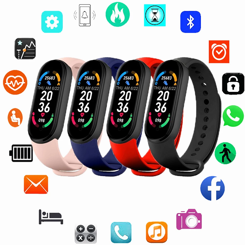 M6 Bracelet Custom Wrist Fitness Smart Band Bracelet Smart Watch 2023 M4/M5/M7/ M6 Smartwatch