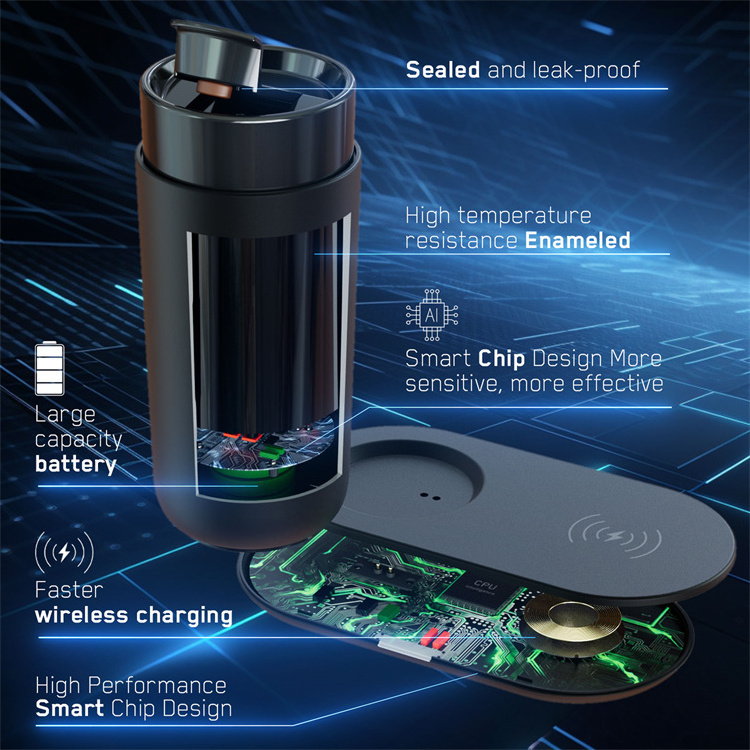 Temperature Control Heated Coffee Mug smart Self Heating hot coffee thermos mug With Wireless Charger