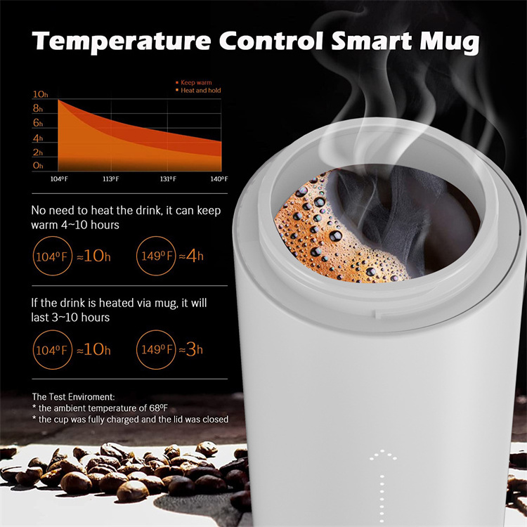 Temperature Control Heated Coffee Mug smart Self Heating hot coffee thermos mug With Wireless Charger