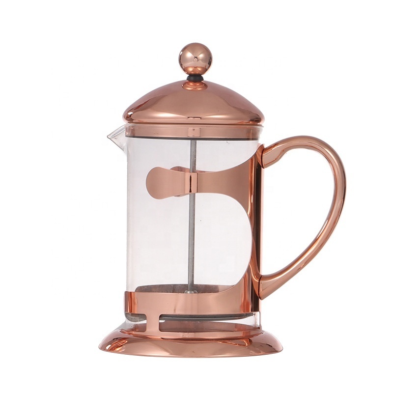 Cooper french press Customized Electroplating luxury gold Glass coffee French Presses coffee maker and tea maker