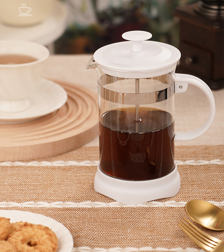 Coffee french press and glass tea maker Hot sale french press on tips glass French Press coffee maker Heat Resistant Coffee Pot