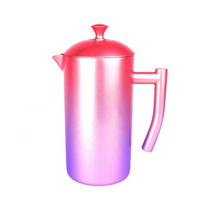 Wholesale Spray painted insulated french coffee press copper plating stainless steel French Press coffee maker