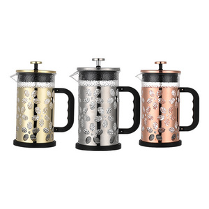 Wholesale figure boby plastic handle portable borosilicate coffee french press and glass tea maker COFFEE POT