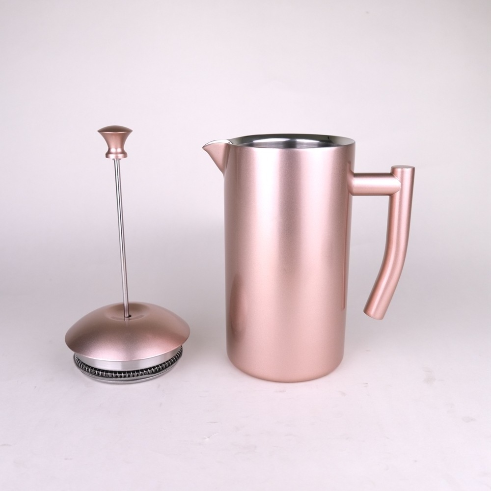 Wholesale Spray painted insulated french coffee press copper plating stainless steel French Press coffee maker