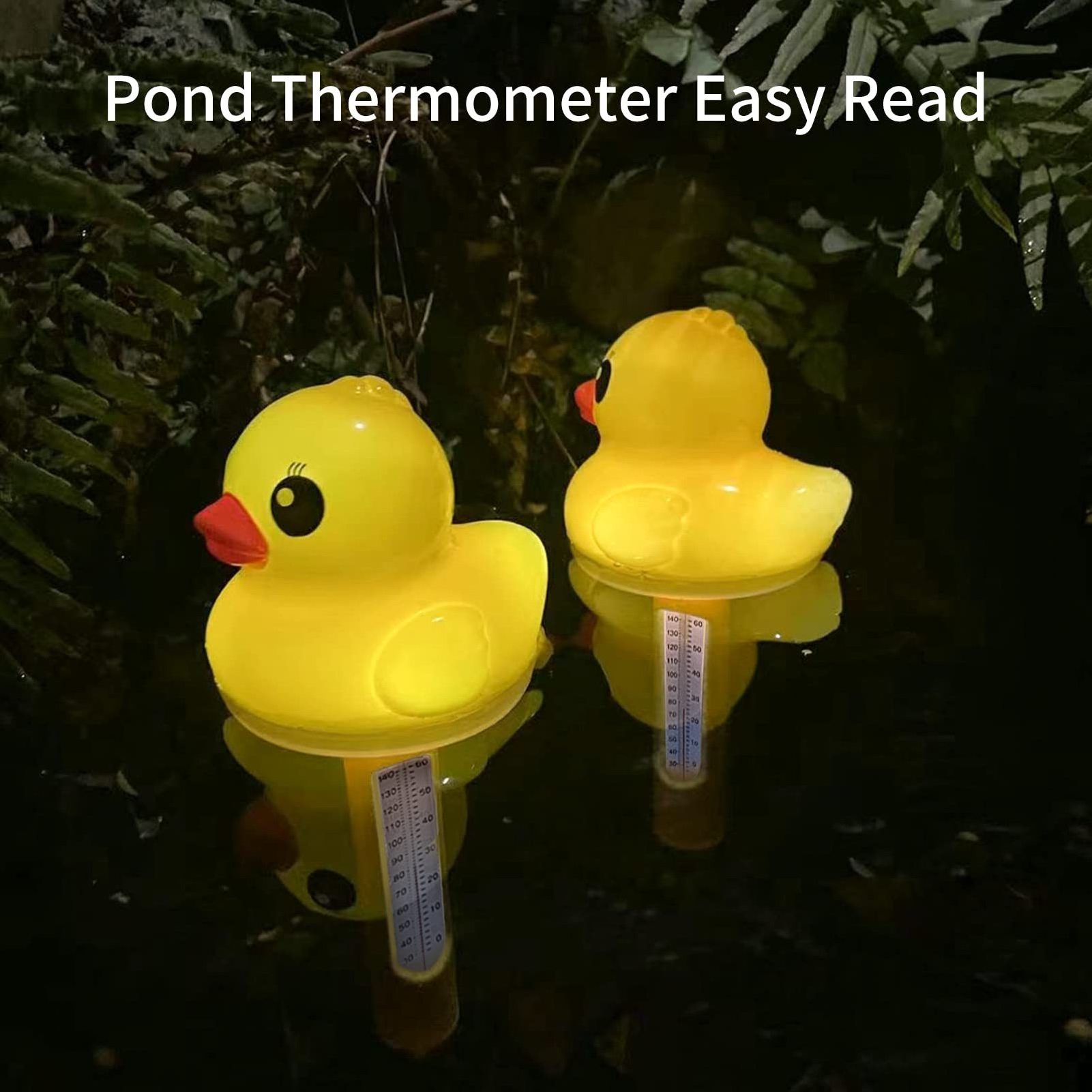 Portable Solar Floating Light up Duck Design Thermometer Solar Charging Light Waterproof IP68 Light