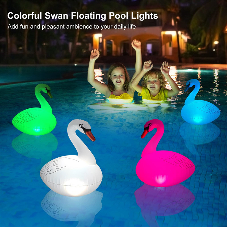 Inflatable Colorful Lights,Solar Powered LED Color Changing Swan Pool Lights