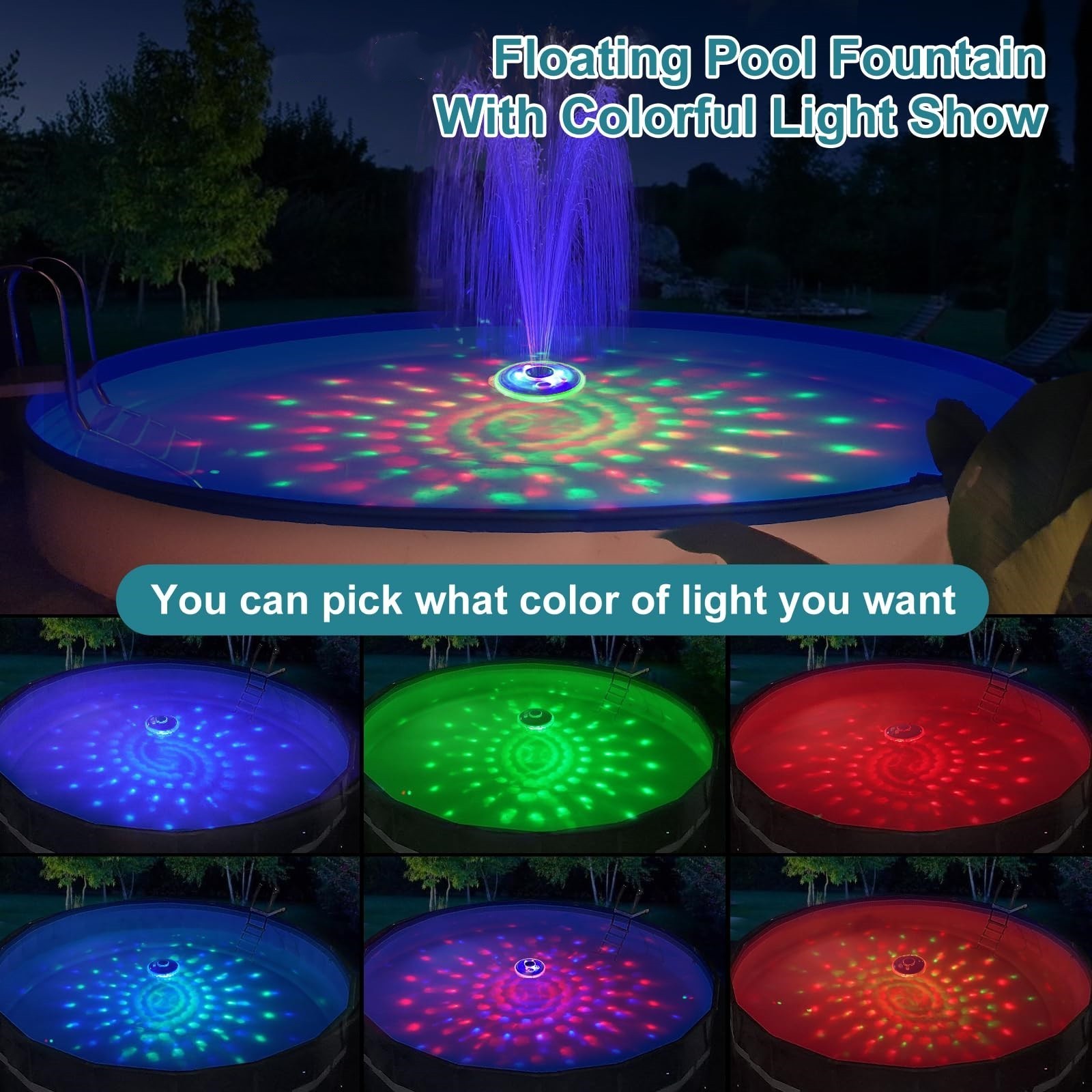 IP68 waterproof underwater hexagon light show hot tub spa lights floating  led pool light pond fountain