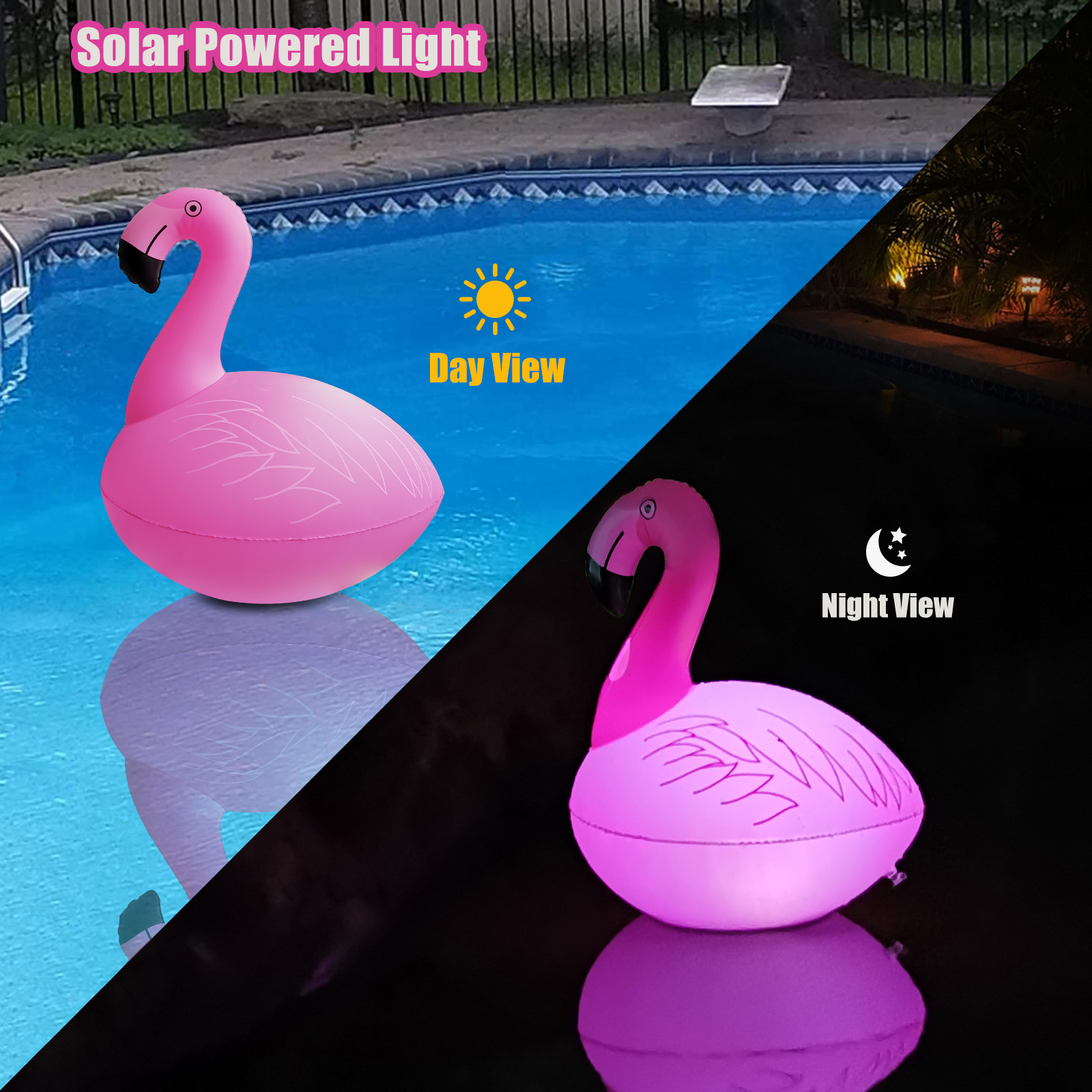 Outdoor&Pool Solar LED  Flamingo Light IP68 Waterproof for Festival Decoration Inflatable Flamingo Light