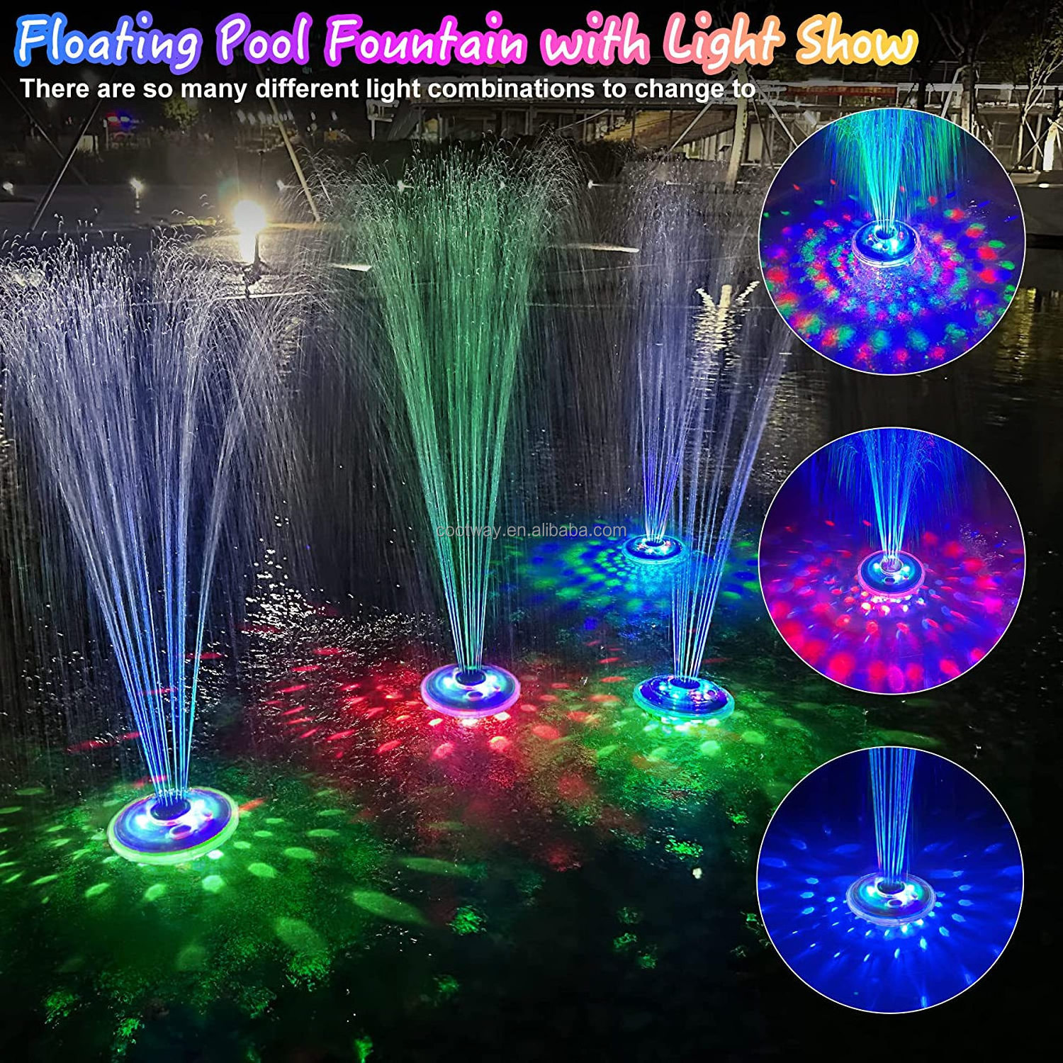 IP68 waterproof underwater hexagon light show hot tub spa lights floating  led pool light pond fountain