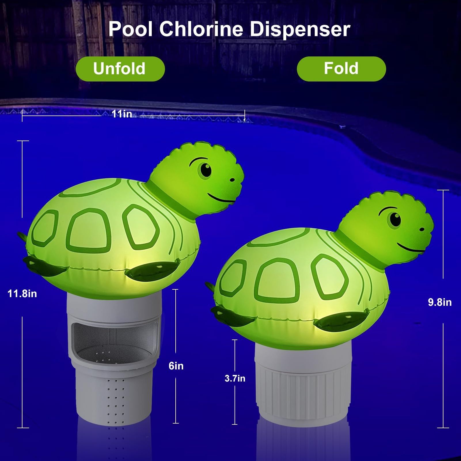 Cootway Inflatable Turtle Chlorine Dispenser for Chlorine Tablets 3 inch Chlorine Dispenser Floater