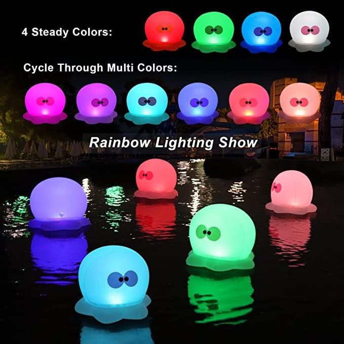 Cootway IP68 Waterproof Solar LED Christmas Lights Floating Outdoor Garden Inflatable Light Octopus