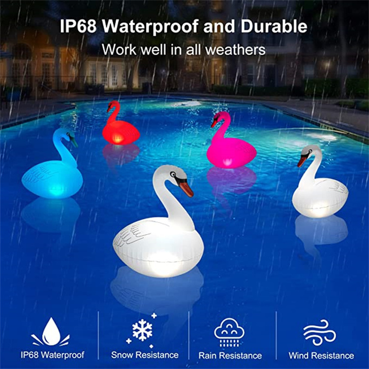 Inflatable Colorful Lights,Solar Powered LED Color Changing Swan Pool Lights