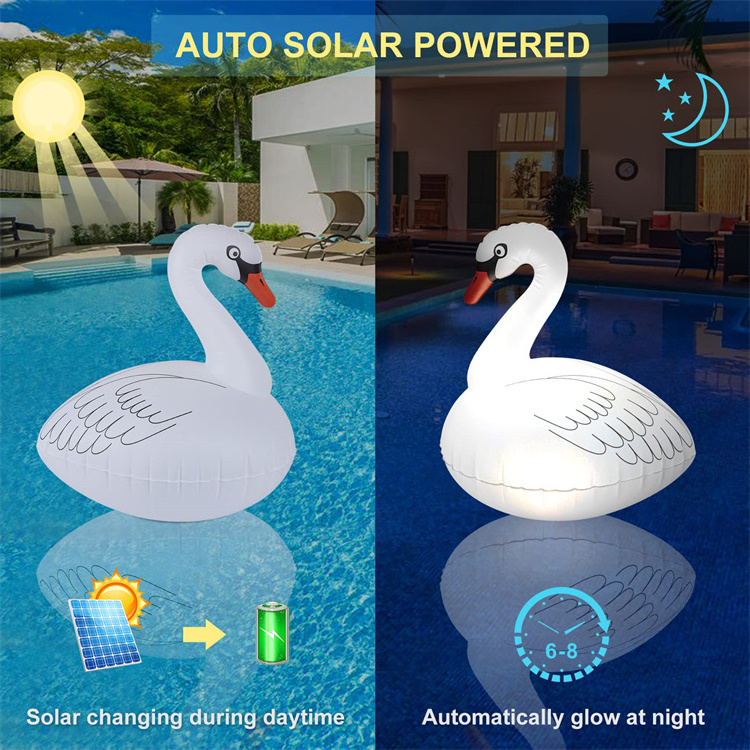 Inflatable Colorful Lights,Solar Powered LED Color Changing Swan Pool Lights