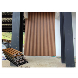 Exterior Wood 3d Wall Panel Wood Grain Surface Fluted Wall Panel