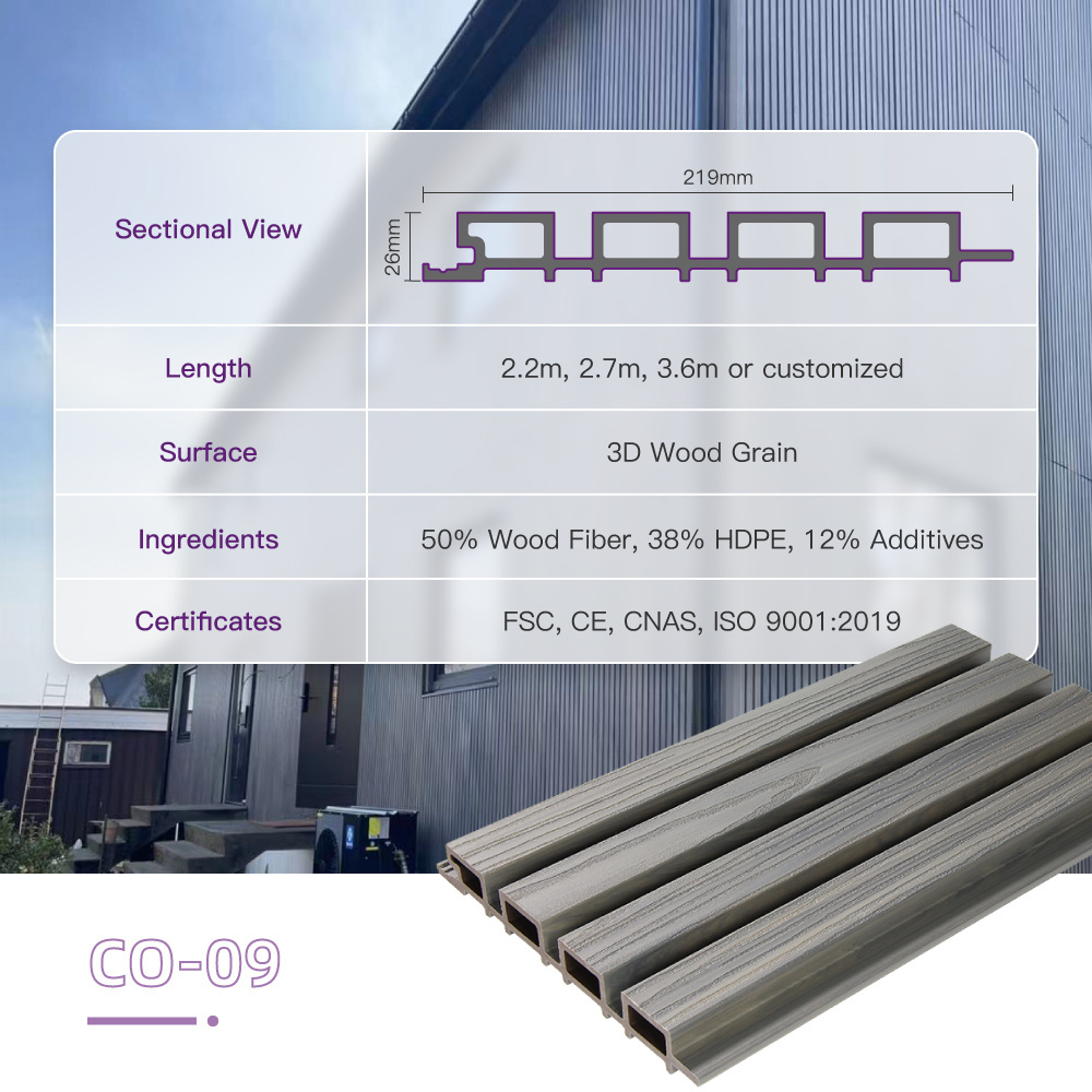 Coowin oem wpc exterior external board look like composite woods for outdoor wall cladding