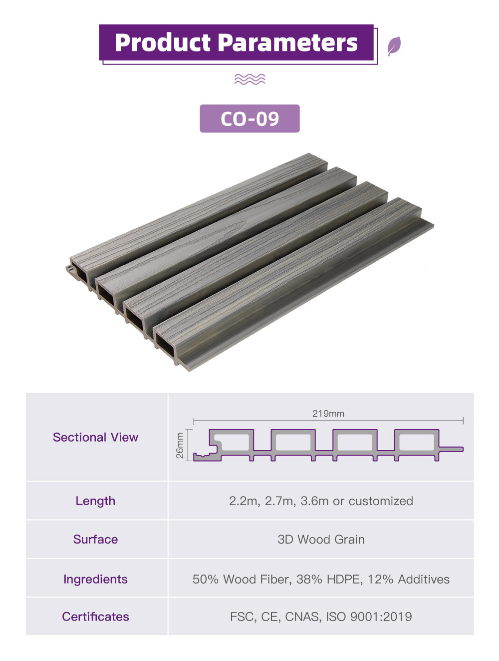 Alternative to Marble PVC Wood Decorative Exterior WPC Louver Wall Panels