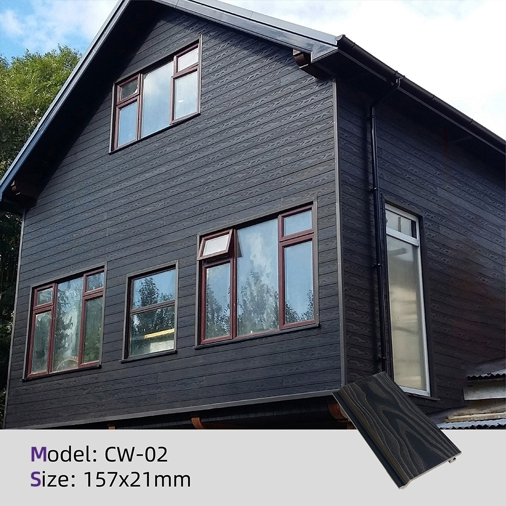 Cedar Wooden Look House Vinyl Siding Black WPC Wood Composite Cheapest Exterior Wall Cladding