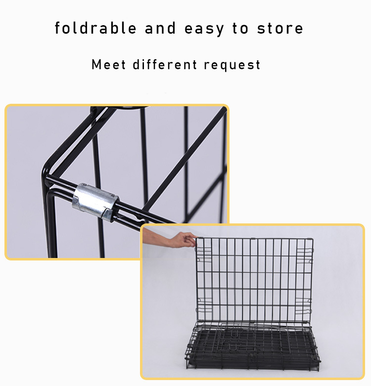 Foldable Dog Crate with Tray Single & Double Door Outdoor Large Stainless Steel Folding Pet Dog Cage Pet Cages