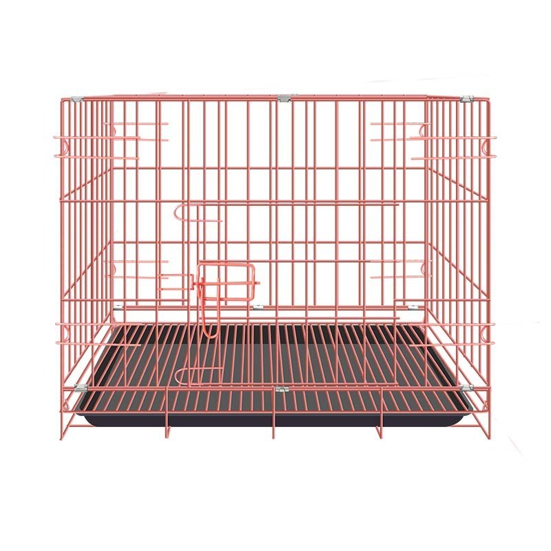 Foldable Dog Crate with Tray Single & Double Door Outdoor Large Stainless Steel Folding Pet Dog Cage Pet Cages