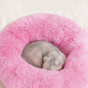 Custom Soft Plush Donut Cuddler Cushion Pet Sofa Couch Bed Calming Dog Bed Pet Bed Faux Fur Dog house