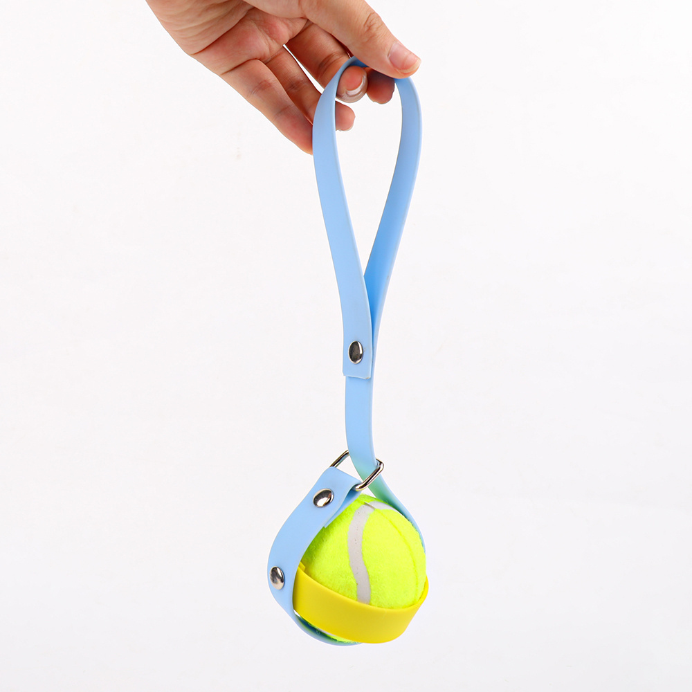 Handle Dog Puppy Throw Fetch Toy Color Pvc Pet Tennis Ball Holder with Hook Leash Attachment