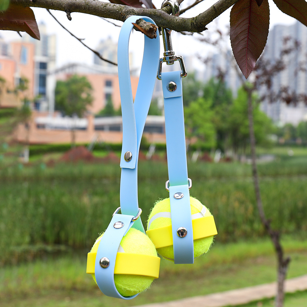 Handle Dog Puppy Throw Fetch Toy Color Pvc Pet Tennis Ball Holder with Hook Leash Attachment