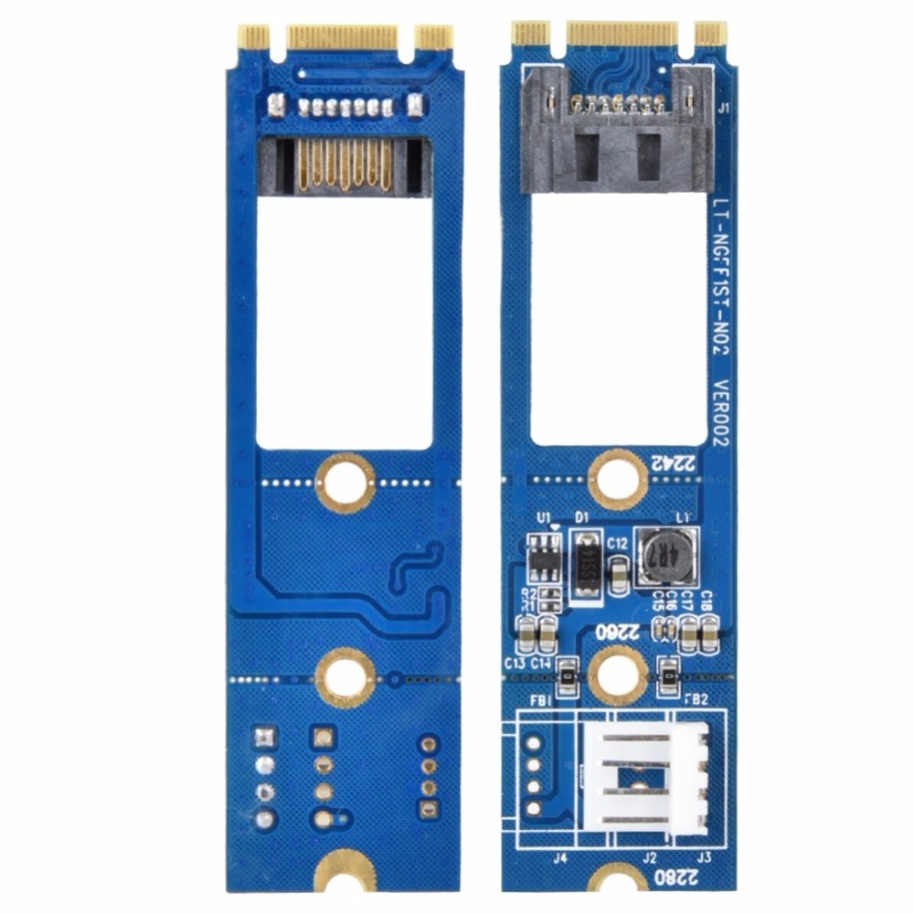 M2 TO SAT M.2 NGFF SAT to 7Pin SAT Horizontal Converter Adapter Card Expansion Card+4Pin Power Cable for WinXP Win7 Win8