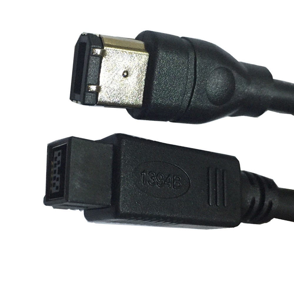 Black IEEE 1394 Firewire 800 to Firewire 400 Cable, 9 Pin/6 Pin Male/Male 15 FT