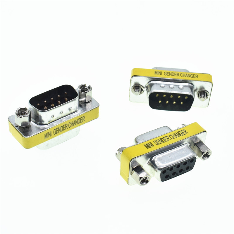 DB9 9Pin D-Sub Connectors Mini Gender Changer Adapter RS232 Serial Connector Male To Male Female To Female Female To Male