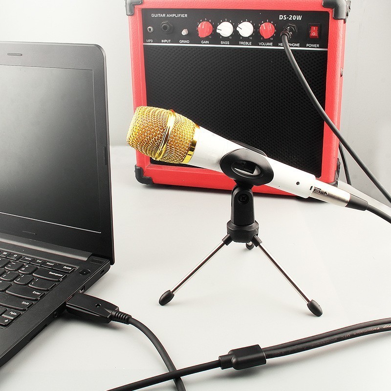 USB XLR 6.35 cable microphone K song noise reduction recording live streaming speaker cable 3 meters black