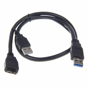 Dual USB 3.0 A Male to Micro-B Male+Male Power Supply Y splitter Cable for USB3.0 Mobile Hard Disk Cable