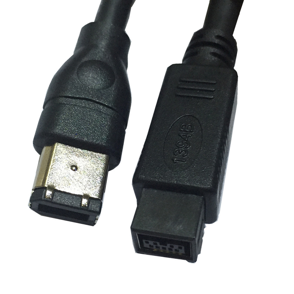 Black IEEE 1394 Firewire 800 to Firewire 400 Cable, 9 Pin/6 Pin Male/Male 15 FT