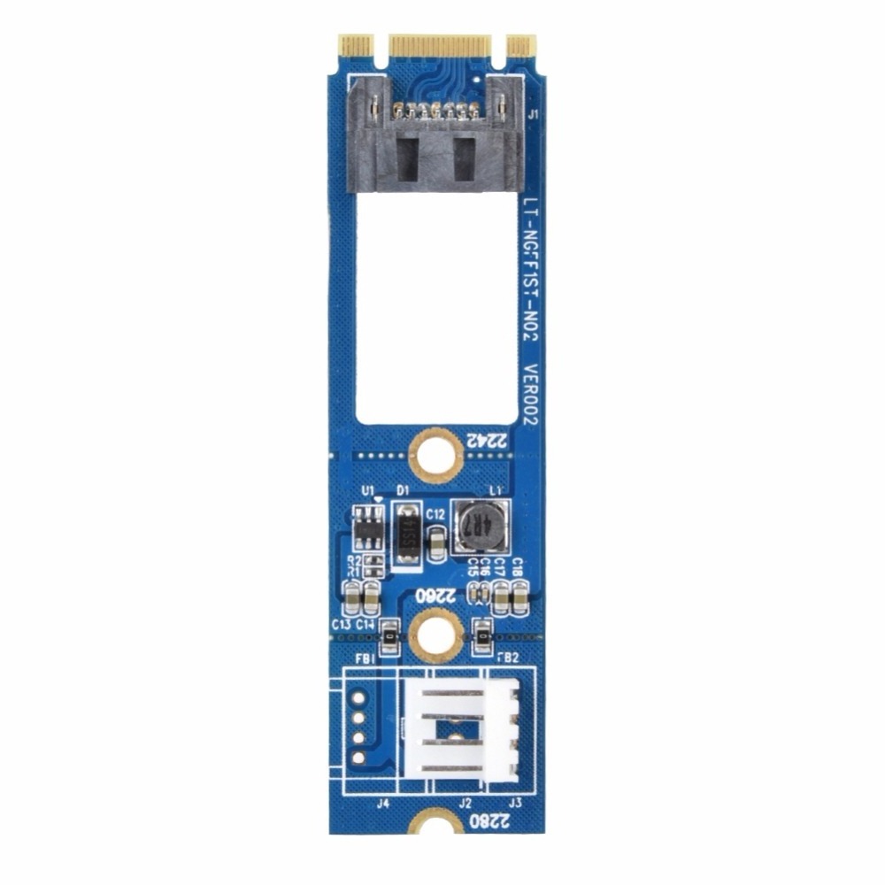 M2 TO SAT M.2 NGFF SAT to 7Pin SAT Horizontal Converter Adapter Card Expansion Card+4Pin Power Cable for WinXP Win7 Win8