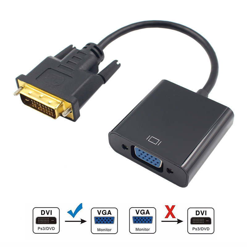 DVI Male to VGA Female Video Converter Adapter DVI 24+1 25 Pin DVI-D to VGA Adapter Cable for TV PS3 PS4 PC Display 1080P