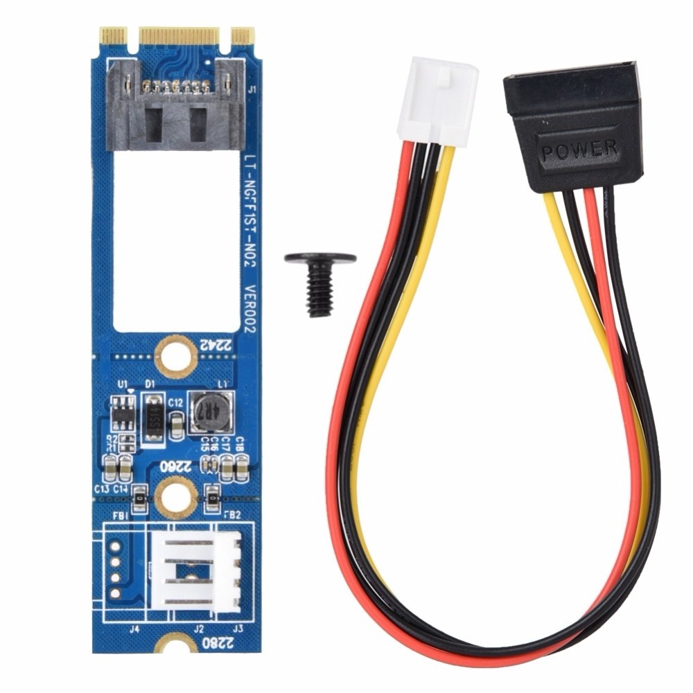 M2 TO SAT M.2 NGFF SAT to 7Pin SAT Horizontal Converter Adapter Card Expansion Card+4Pin Power Cable for WinXP Win7 Win8