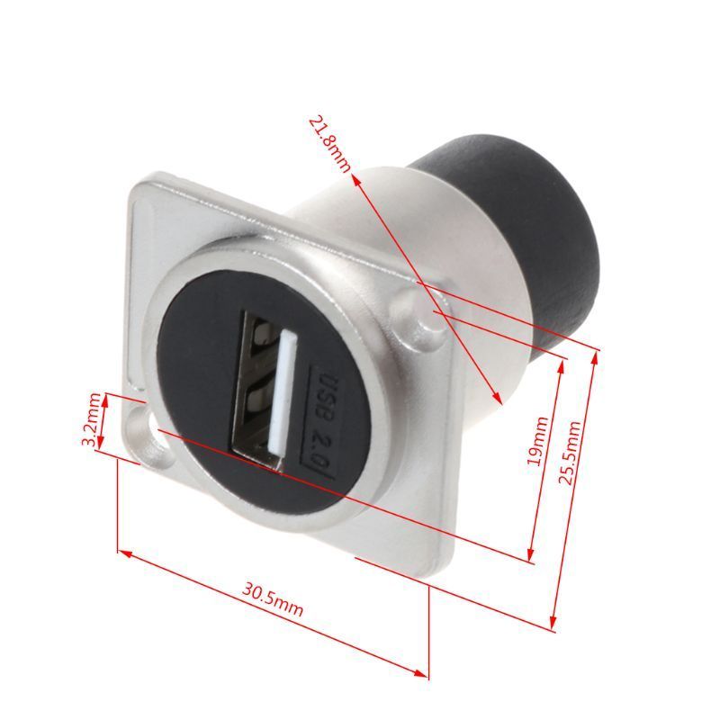 USB 2.0 D Type Socket Metal Female to Female Module Connector USB Plug Panel Mounting Holder Adapter Support